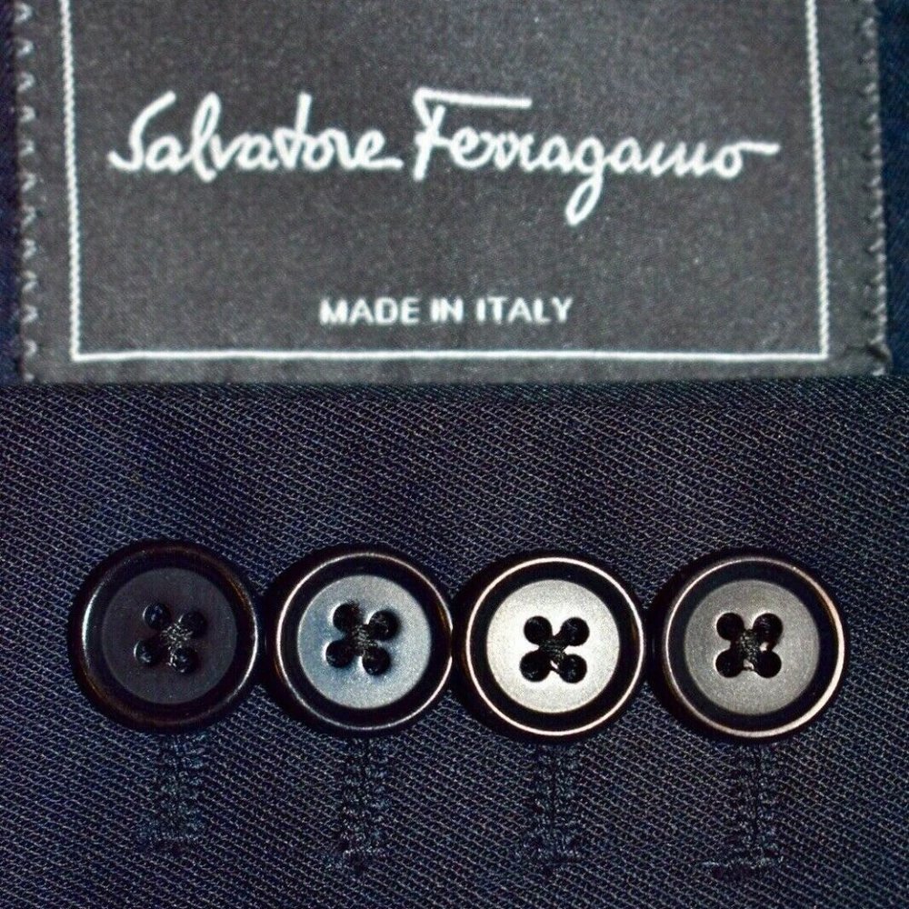 36S Salvatore Ferragamo Navy Blue SUIT Flat Front